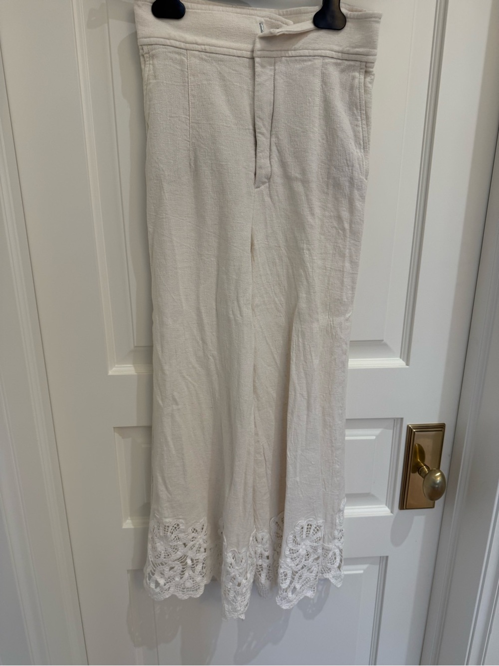 Zara Cream Maxi Skirt with Crochet Hem and Waist Tie